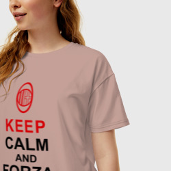 Женская футболка хлопок Oversize Keep calm and Forza Milan - фото 2