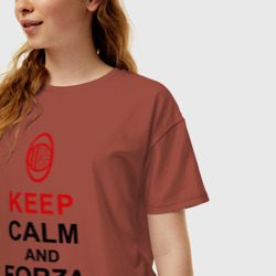 Женская футболка хлопок Oversize Keep calm and Forza Milan - фото 2