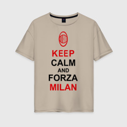 Женская футболка хлопок Oversize Keep calm and Forza Milan