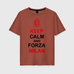 Женская футболка хлопок Oversize Keep calm and Forza Milan