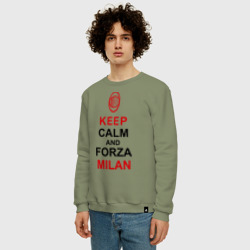 Мужской свитшот хлопок Keep calm and Forza Milan - фото 2