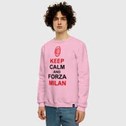 Мужской свитшот хлопок Keep calm and Forza Milan - фото 2