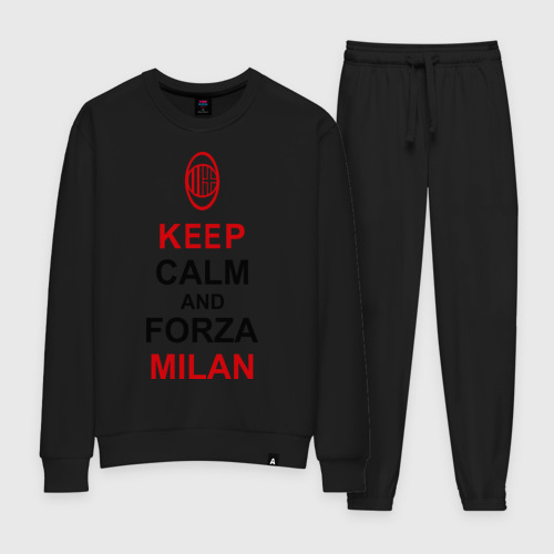 Женский костюм хлопок Keep calm and Forza Milan, цвет черный