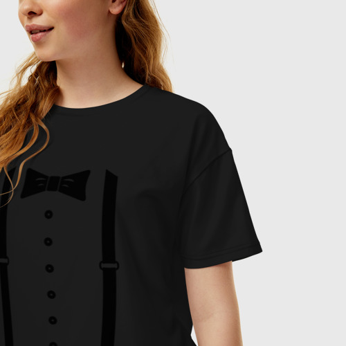 Женская футболка хлопок Oversize Gentleman, цвет черный - фото 3