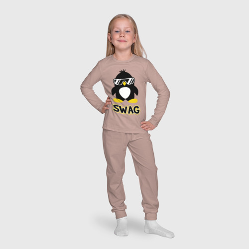 Детская пижама с лонгсливом хлопок Swag Penguin, цвет пыльно-розовый - фото 7