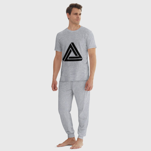 Мужская пижама хлопок с принтом Triangle Visual Illusion, вид сбоку #3