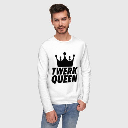 Мужской лонгслив хлопок Twerk Queen, цвет белый - фото 3