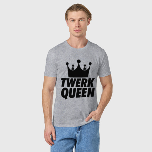 Мужская футболка хлопок Twerk Queen, цвет меланж - фото 3