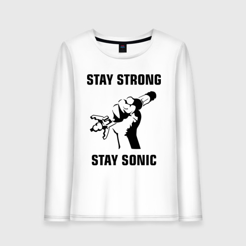 Женский лонгслив хлопок Doctor Who : Stay Strong Stay Sonic, цвет белый