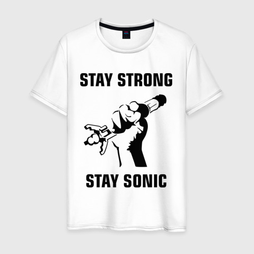 Мужская футболка хлопок Doctor Who : Stay Strong Stay Sonic