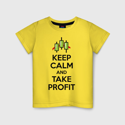 Детская футболка хлопок Keep calm andTake profit., цвет желтый