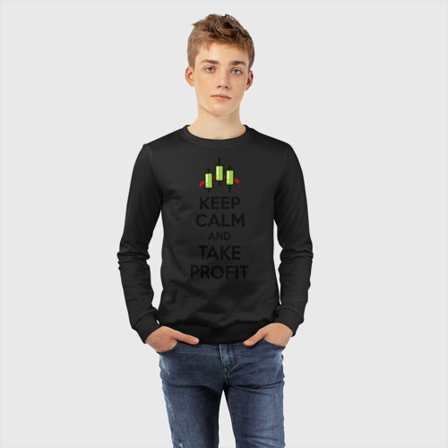 Детский свитшот хлопок Keep calm andTake profit., цвет черный - фото 7