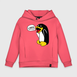 Детское худи Oversize хлопок Пингвин: \"Linux\"
