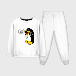 Детская пижама с лонгсливом хлопок Пингвин: \"Linux\"