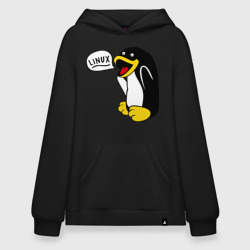 Худи SuperOversize хлопок Пингвин: \"Linux\"