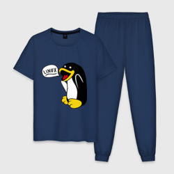 Мужская пижама хлопок Пингвин: \"Linux\"