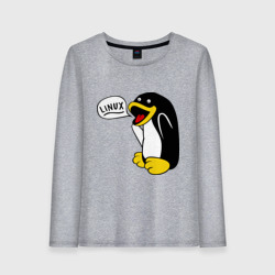 Женский лонгслив хлопок Пингвин: \"Linux\"
