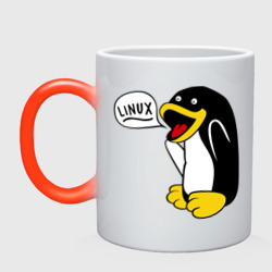 Кружка хамелеон Пингвин: \"Linux\"