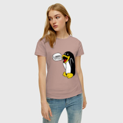 Женская футболка хлопок Пингвин: \"Linux\" - фото 2