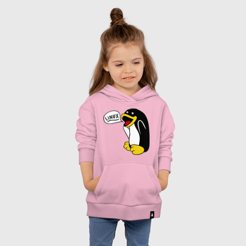 Детская толстовка хлопок Пингвин: \"Linux\", цвет светло-розовый - фото 4