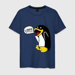 Мужская футболка хлопок Пингвин: \"Linux\"