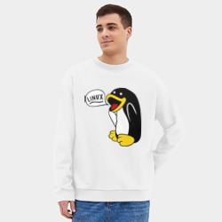 Мужской свитшот oversize без начеса хлопок Пингвин: Linux - фото 2