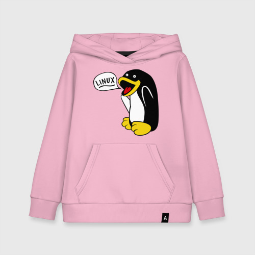 Детская толстовка хлопок Пингвин: \"Linux\", цвет светло-розовый