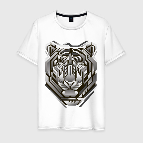 Мужская футболка хлопок Geometric tiger, цвет белый