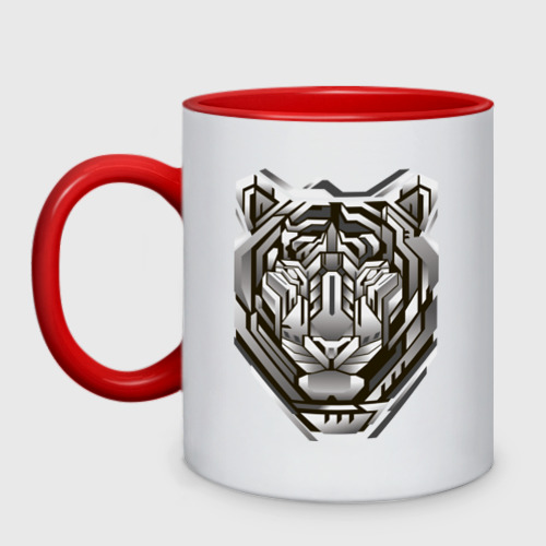 Кружка двухцветная Geometric tiger, цвет белый + красный