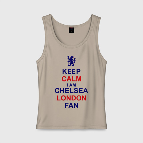 Женская майка хлопок keep calm I am Chelsea London fan, цвет миндальный