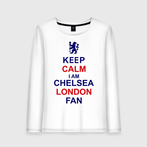 Женский лонгслив хлопок keep calm I am Chelsea London fan, цвет белый