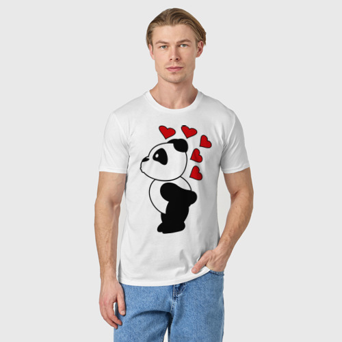 Мужская футболка хлопок Поцелуй панды парная, цвет белый - фото 3
