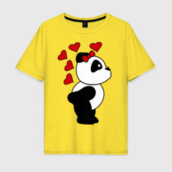 Мужская футболка хлопок Oversize Поцелуй панды парная
