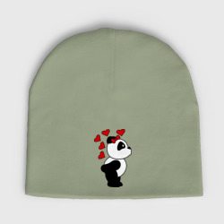 Женская шапка демисезонная Поцелуй панды парная