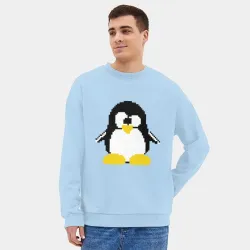 Мужской свитшот oversize без начеса хлопок Битовый пингвин Linux - фото 2