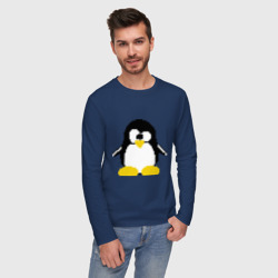Мужской лонгслив хлопок Битовый пингвин Linux - фото 2