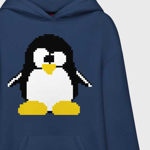 Худи SuperOversize хлопок Битовый пингвин Linux, цвет темно-синий - фото 3