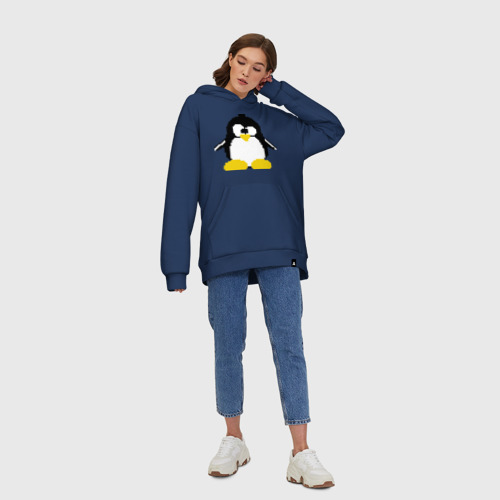 Худи SuperOversize хлопок Битовый пингвин Linux, цвет темно-синий - фото 8