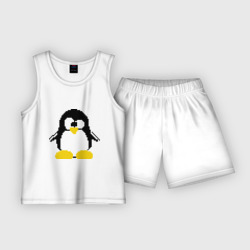 Детская пижама с шортами хлопок Битовый пингвин Linux