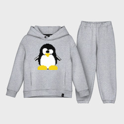Детский костюм хлопок Oversize Битовый пингвин Linux
