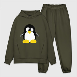 Мужской костюм oversize хлопок Битовый пингвин Linux