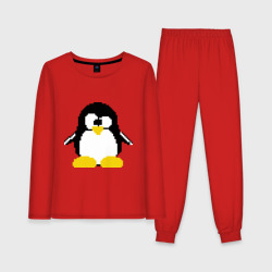Женская пижама с лонгсливом хлопок Битовый пингвин Linux