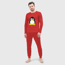 Мужская пижама с лонгсливом хлопок Битовый пингвин Linux - фото 2