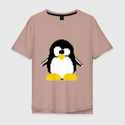 Мужская футболка хлопок Oversize Битовый пингвин Linux