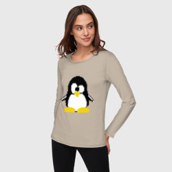 Женский лонгслив хлопок Битовый пингвин Linux - фото 2