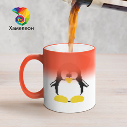 Кружка хамелеон Битовый пингвин Linux