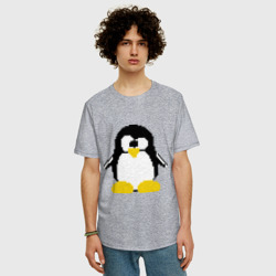 Мужская футболка хлопок Oversize Битовый пингвин Linux - фото 2