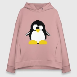 Женское худи Oversize хлопок Битовый пингвин Linux