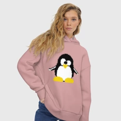 Женское худи Oversize хлопок Битовый пингвин Linux - фото 2