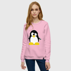 Женский свитшот хлопок Битовый пингвин Linux - фото 2